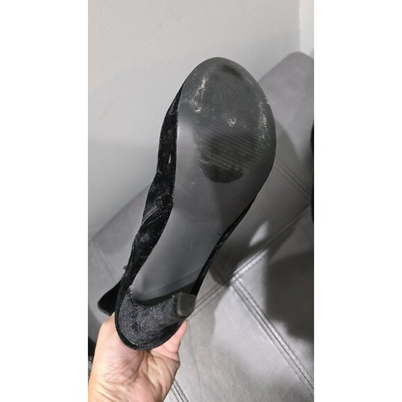 Shoedazzle High Heel Boots Womens 8.5 Black Velvet Side Zipper Sexy Liner Peel - Picture 5 of 8